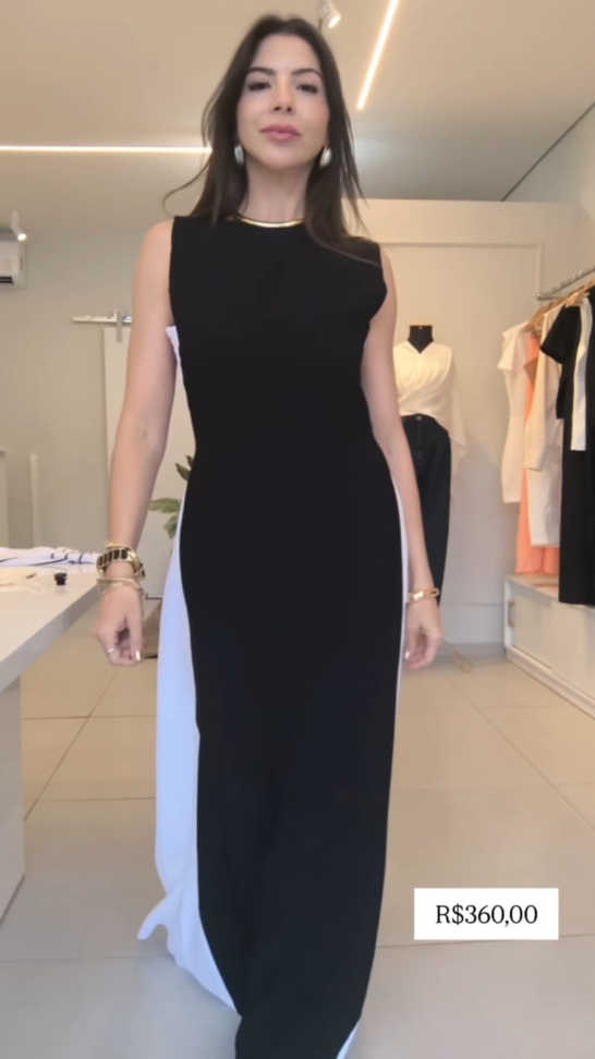 Vestido longo Bicolor