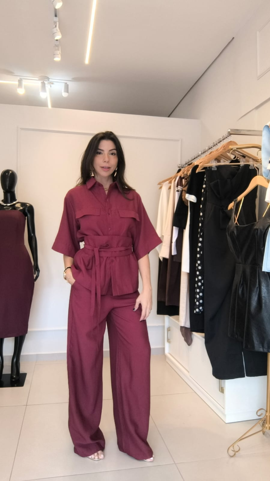 Conjunto de calça com camisa com botões kimono - #3