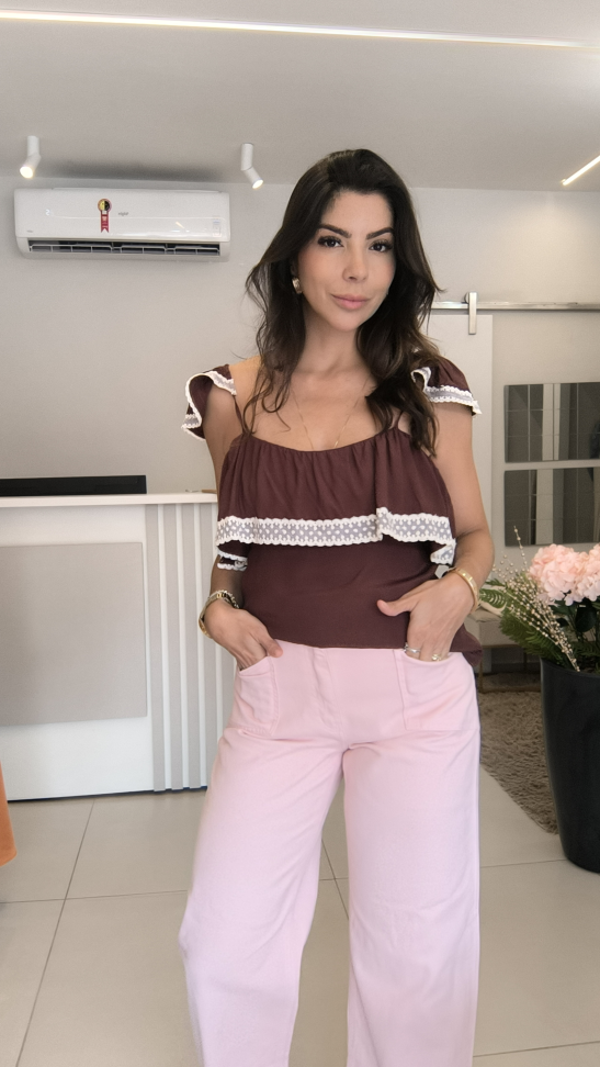 Blusa chiffon com renda - #5