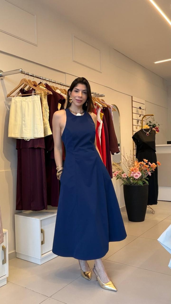 Vestido mid decote cruzado nas costas - #5
