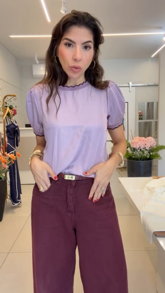 Blusa manga curta bufante