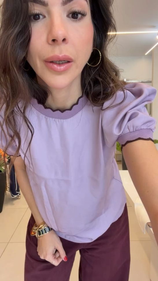 Blusa manga curta bufante