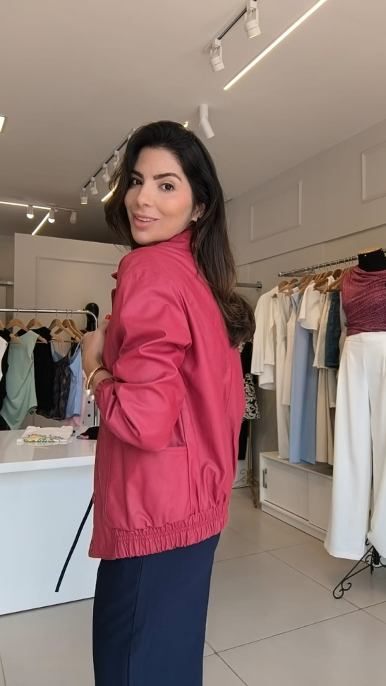 Jaqueta de couro oversize