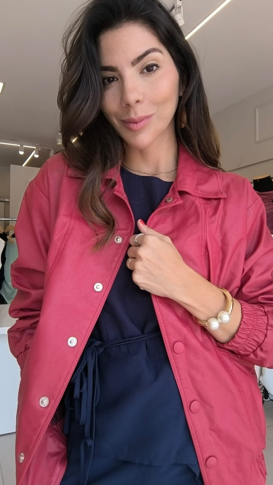 Jaqueta de couro oversize