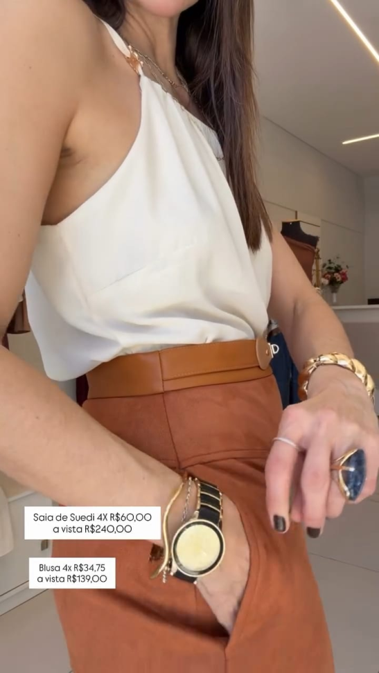 Saia Mid com detalhe fivela cinto couro - #4
