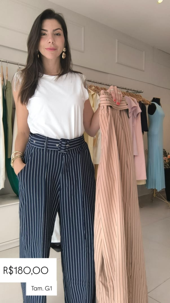 Calça riscada de giz