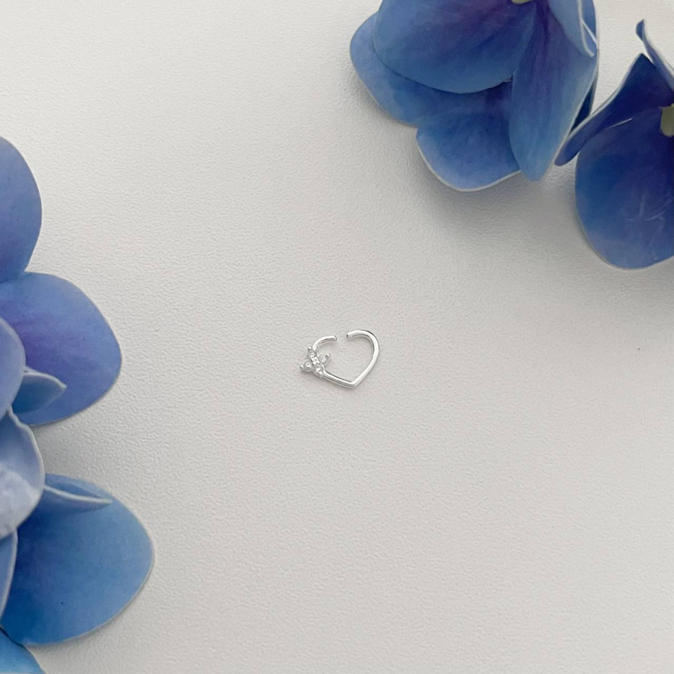 Piercing Argola Coração com zirconia
