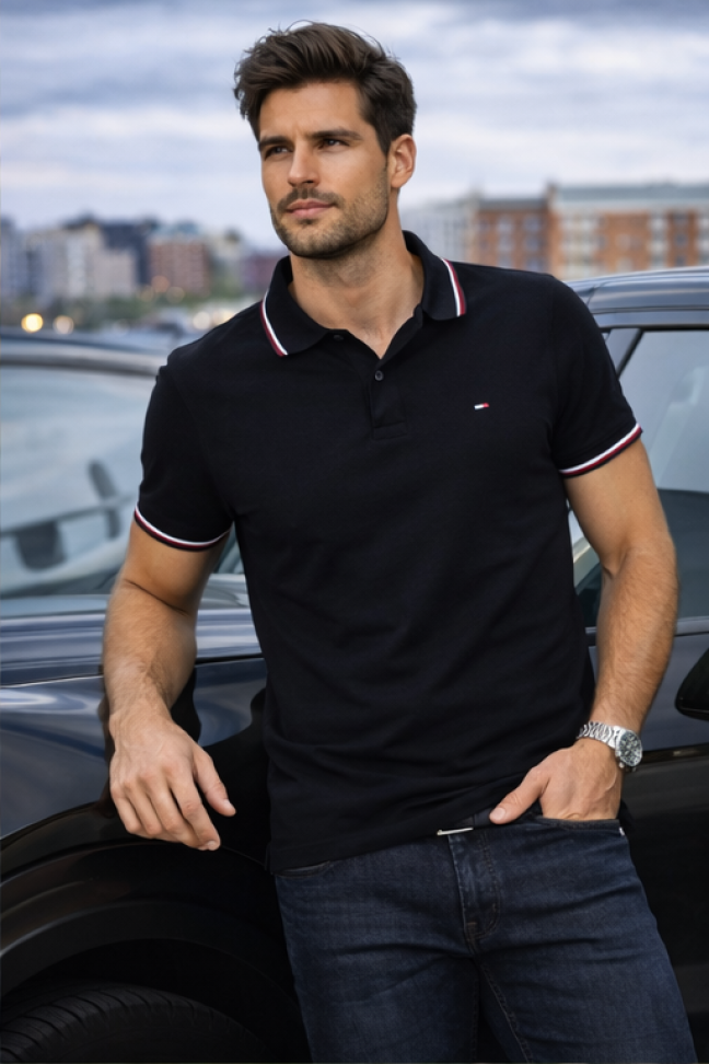 Polo Tommy Hilfiger® Masculina Regular Fit | Tamanho G - Preta - #2