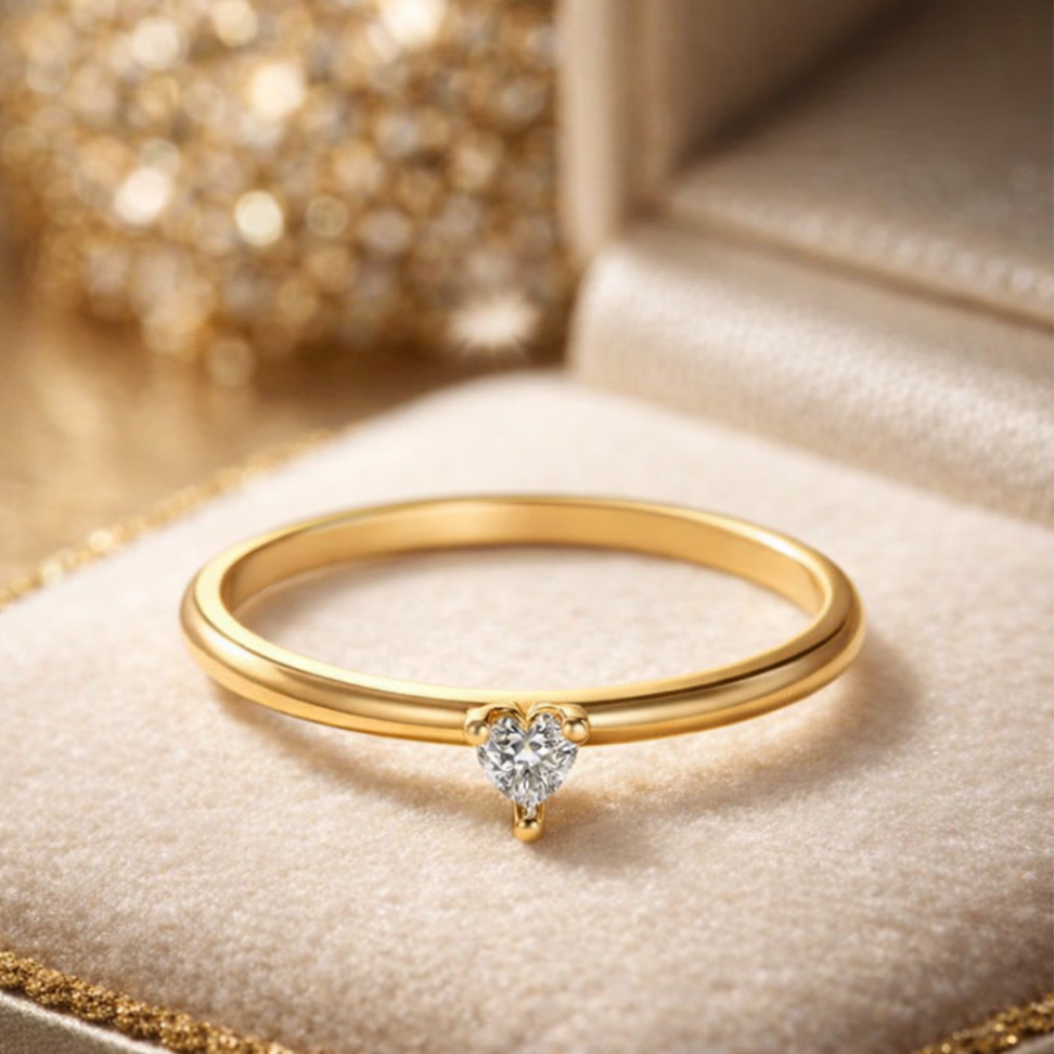 ANEL DE MOEDA SOLITÁRIO - Pedra Coração - #3