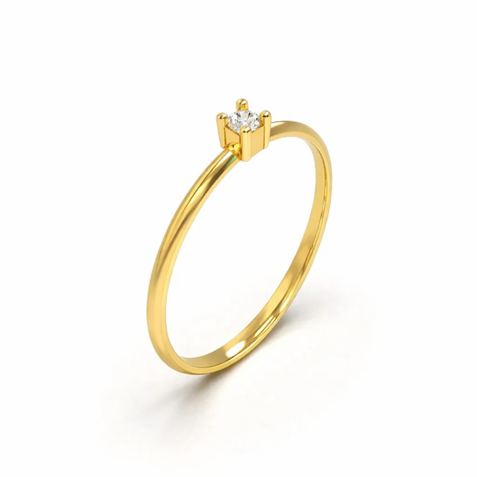 ANEL DE MOEDA SOLITARIO DE PEDRA CENTRAL 3,0MM - #2