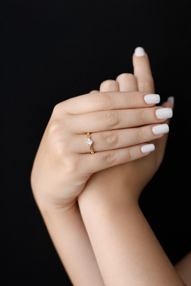 ANEL DE MOEDA SOLITÁRIO DE PEDRA CORAÇÃO 5X5 - #2