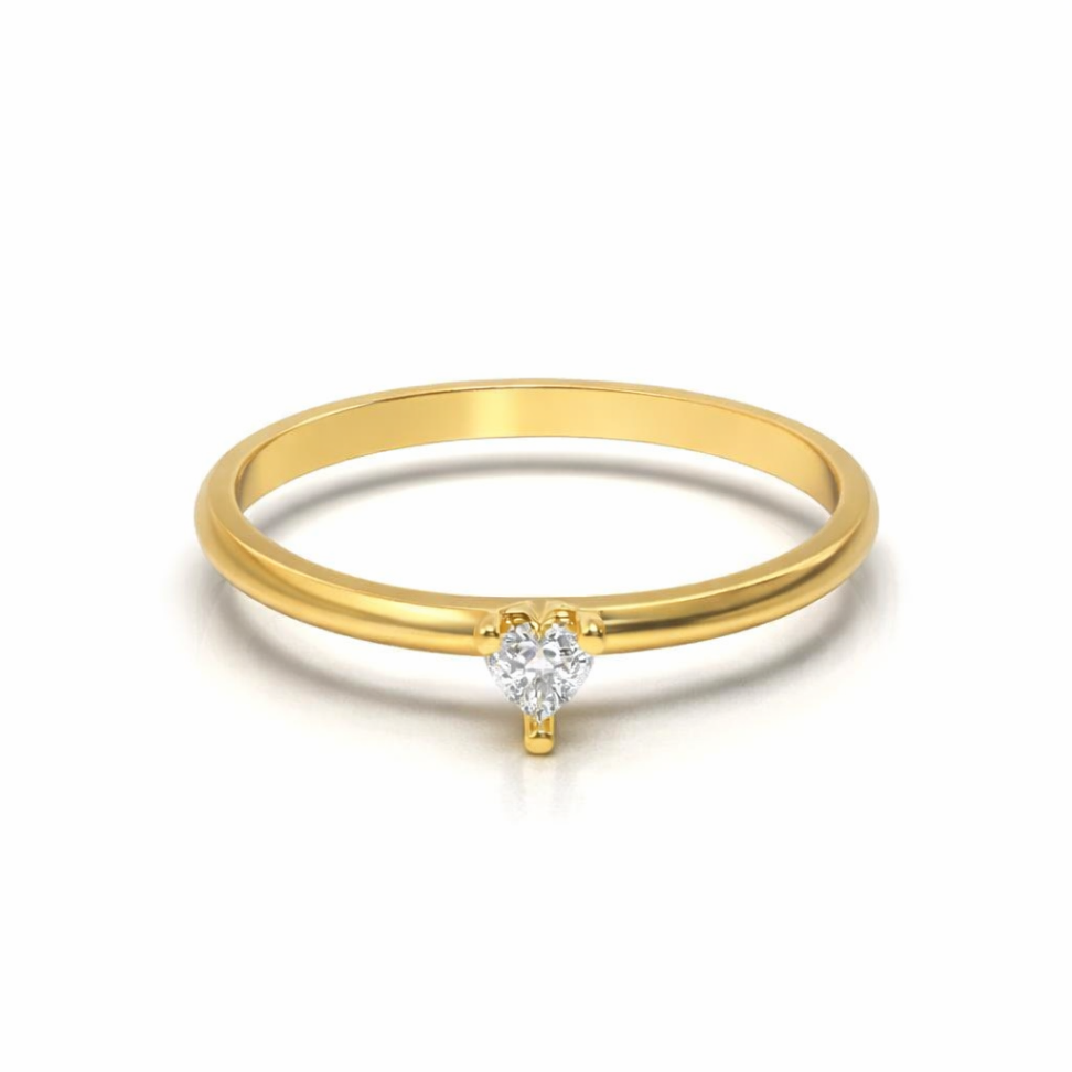 ANEL DE MOEDA SOLITÁRIO - Pedra Coração - #2