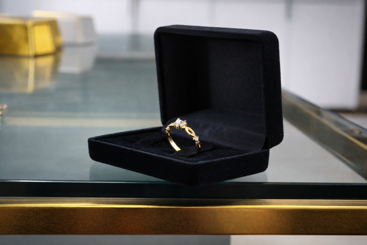 ANEL DE MOEDA SOLITÁRIO DE PEDRA CORAÇÃO 5X5 - #4