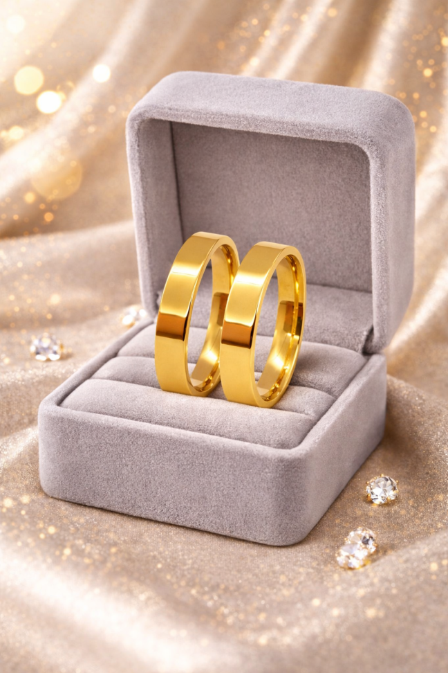 PAR DE ALIANÇA DE MOEDA 4,30MM ANATÔMICA QUADRADA - #2