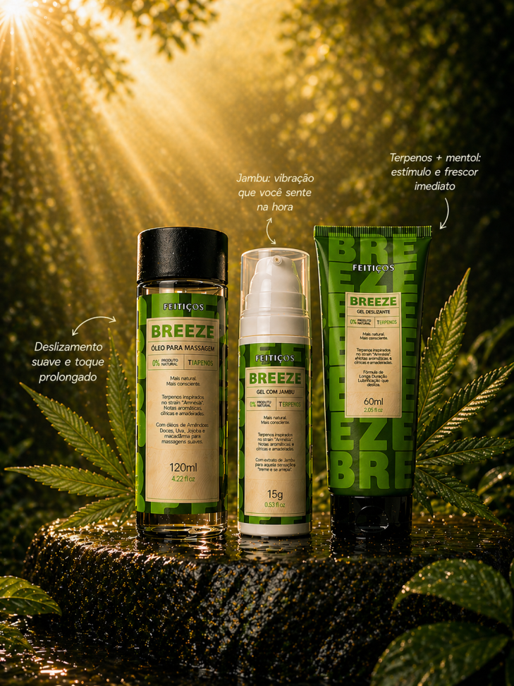 Kit Brisadinha • Gel Excitante + Gel Deslizante + Óleo de Massagem (Terpenos)