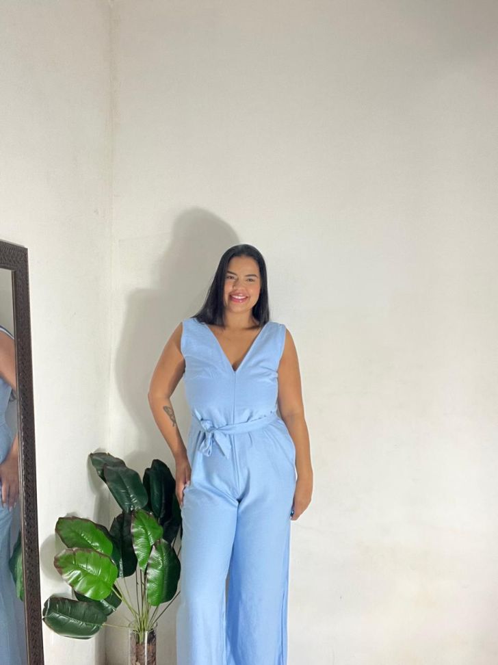 Macacão Azul Alça Larga