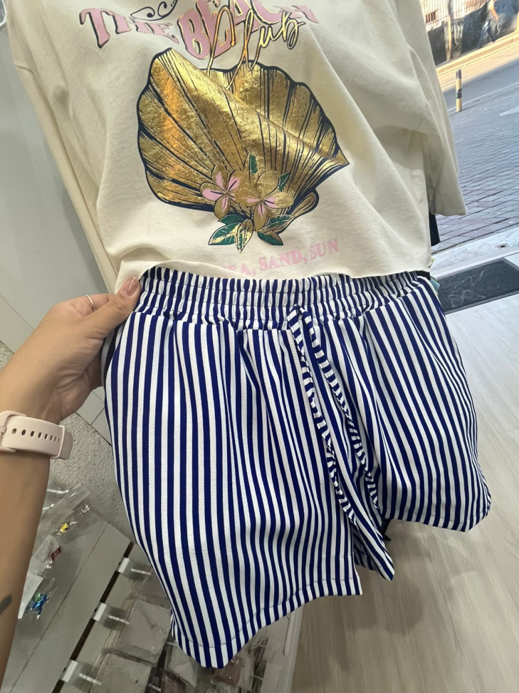 Short Listrado Azul Royal