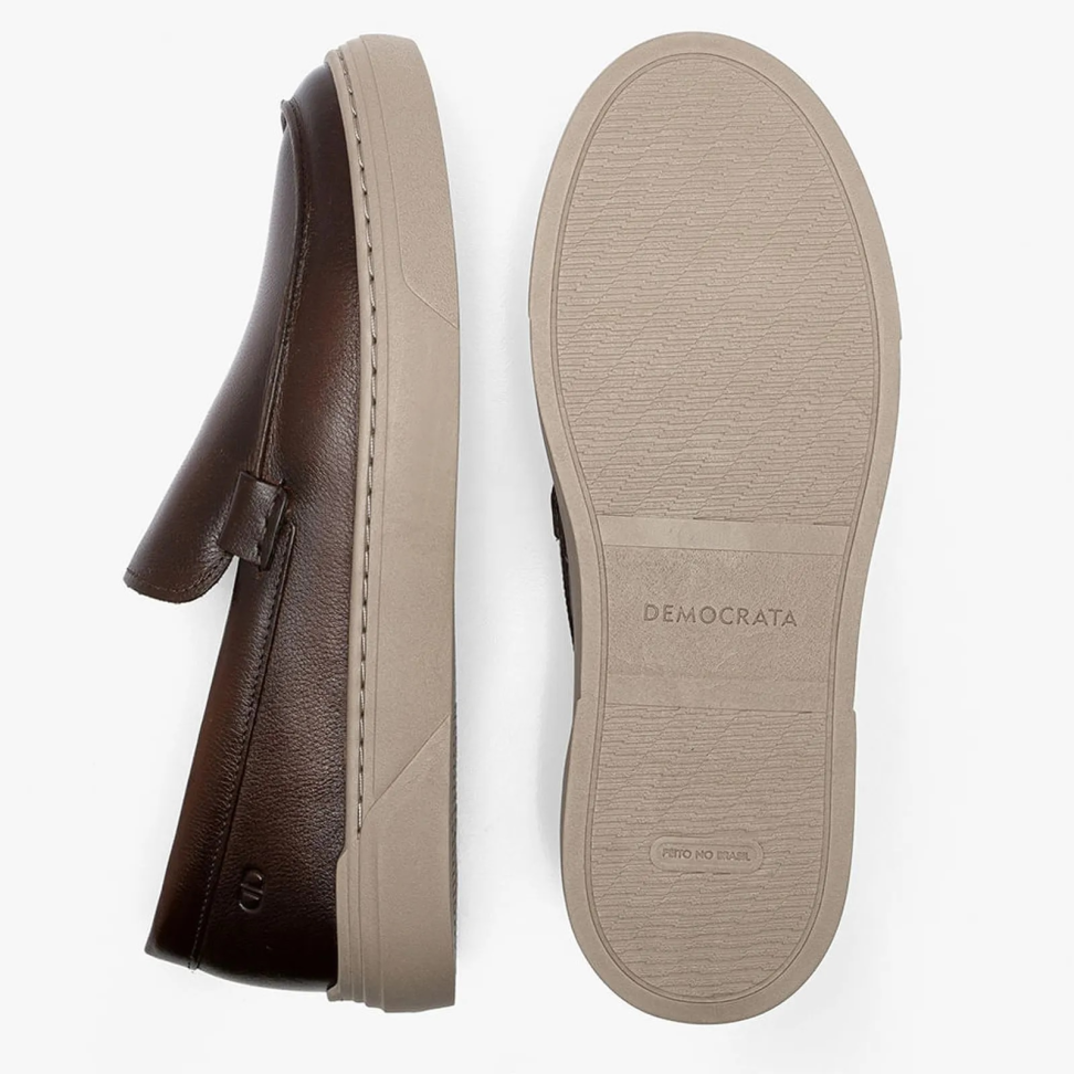 Tênis Masculino Bill Slip On Couro Marrom - #4
