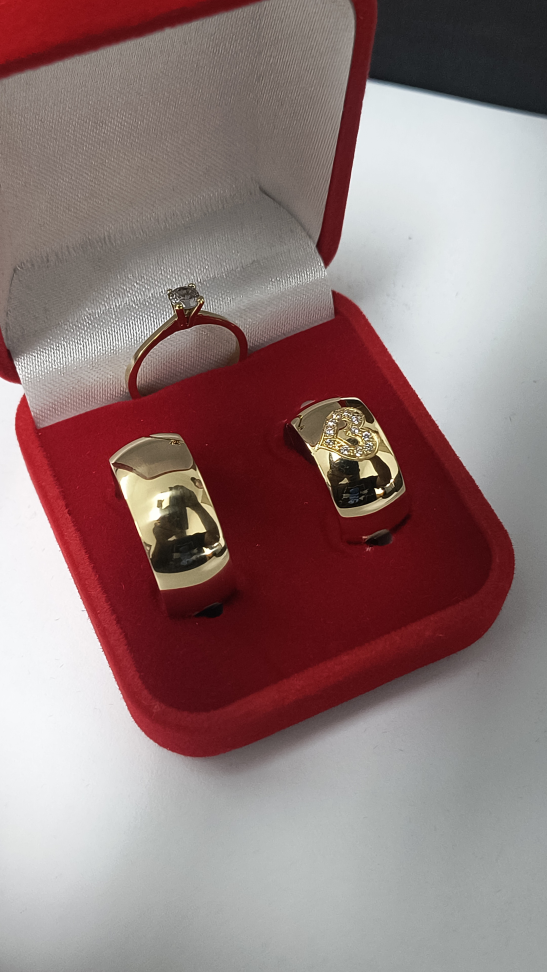 Par de aliança coração 10 mm - #3