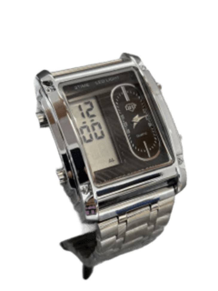 Relógio Quadrado DHP • à prova d’água • 2 maquinários Digital e Analógico SEM estojo - #5