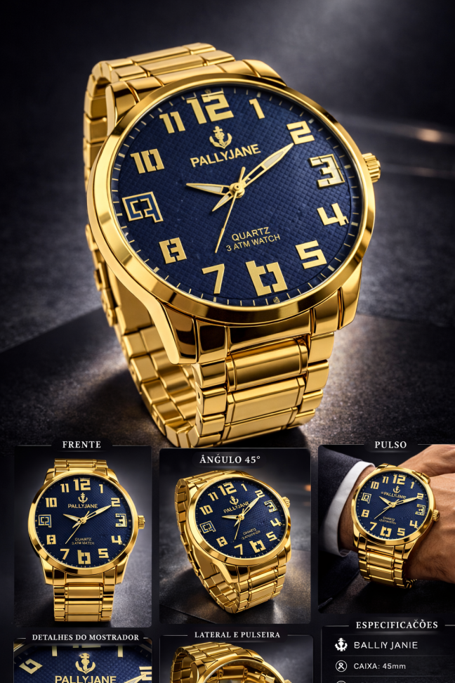 Relógio Masculino Pallyjane em Aço Inoxidável – Mostrador Texturizado Premium 3 ATM - #2