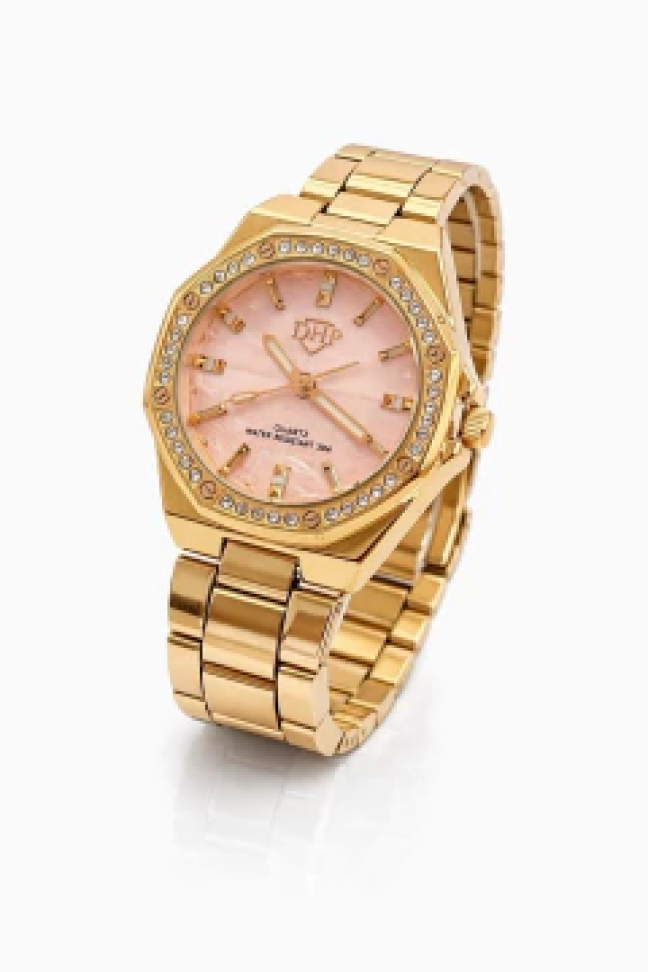 Relógio DHP Geométrico com Strass • à prova d’água • metal SEM estojo - #3