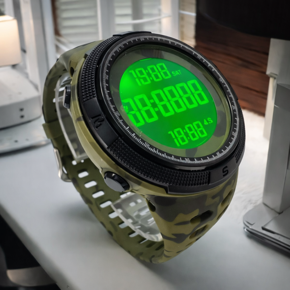 Relógio Masculino Skimei Digital Tático Militar – Camuflado com Display LED Verde - #4