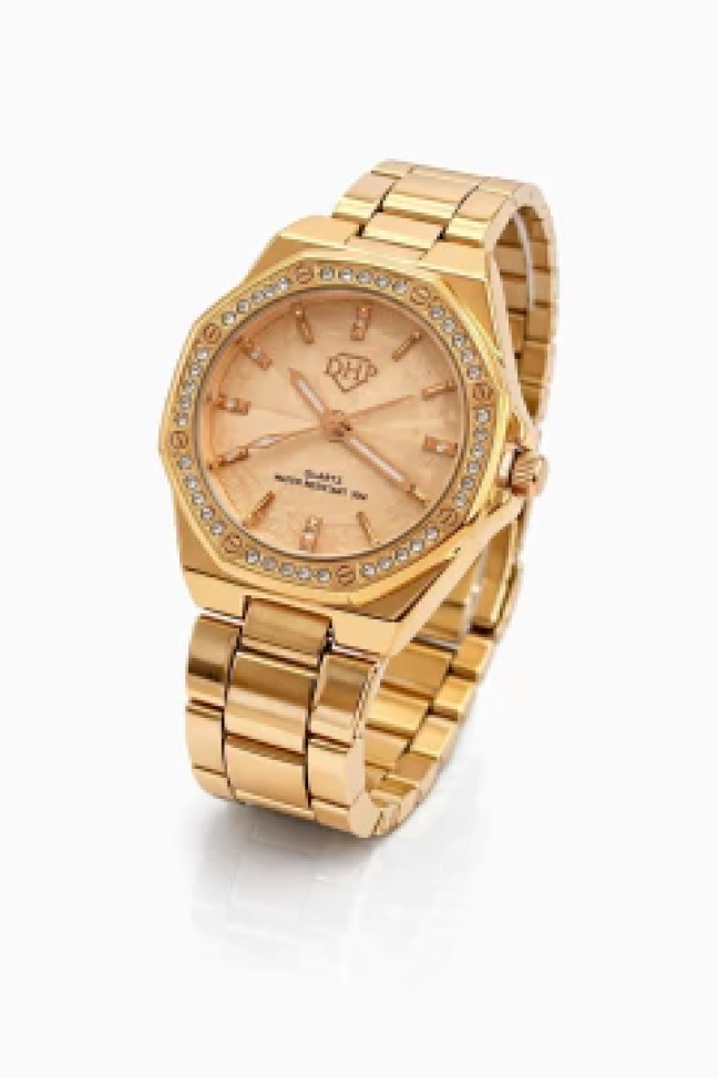 Relógio DHP Geométrico com Strass • à prova d’água • metal SEM estojo - #4