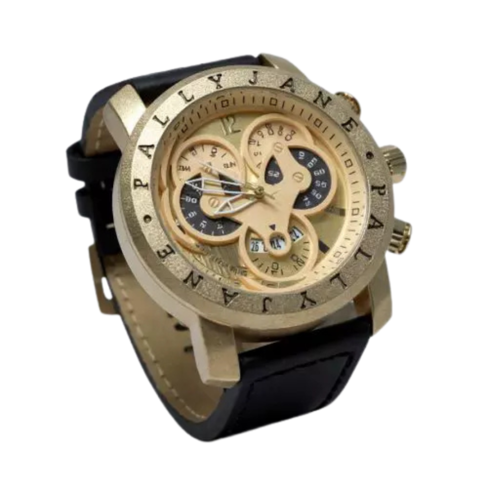 Relógio Masculino Pallyjane Gold – Pulseira de Couro Sintético e Mostradores Exclusivos - #5