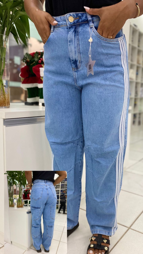 CALÇA FEMININA COM DETALHE LATERAL   ( Tamanho 36 ao 44 )