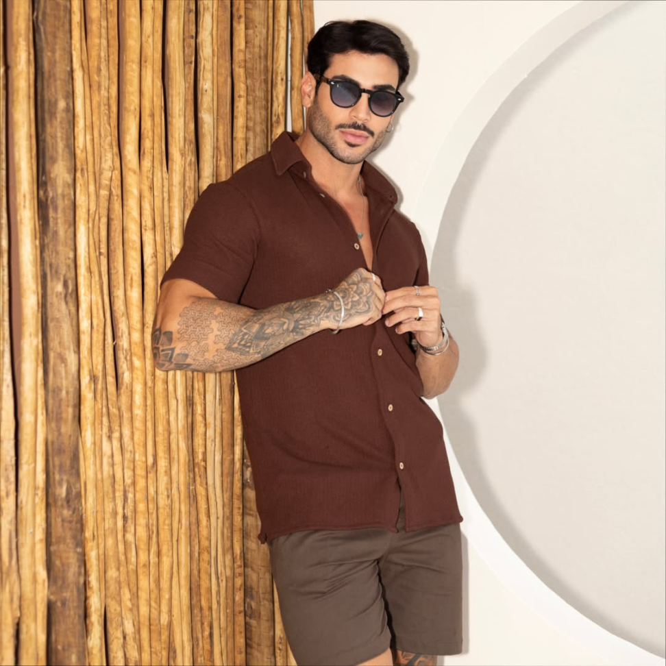 CAMISA DE BOTÃO TEXTURIZADA PREMIUM ( Tamanho P ao GG )