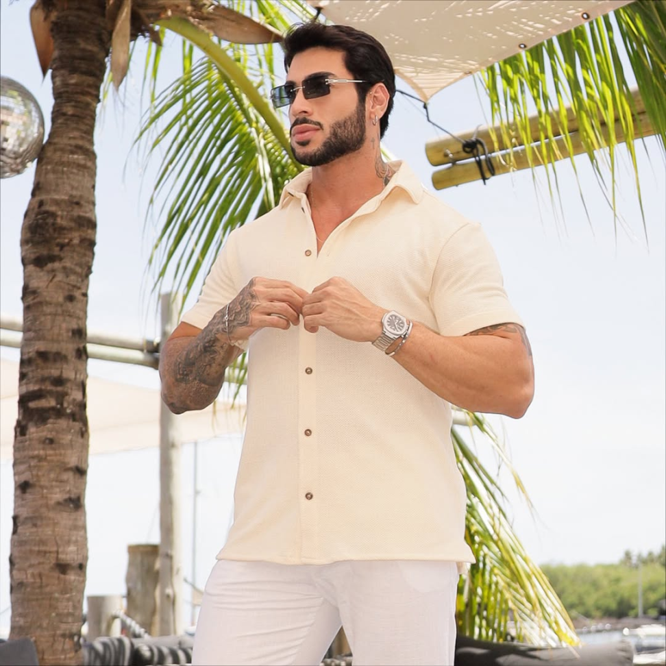 CAMISA DE BOTÃO TEXTURIZADA PREMIUM ( Tamanho P ao GG )
