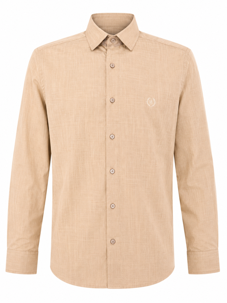CAMISA ABERTA DE BOTÃO MANGA LONGA LINHO 1° LINHA - #4