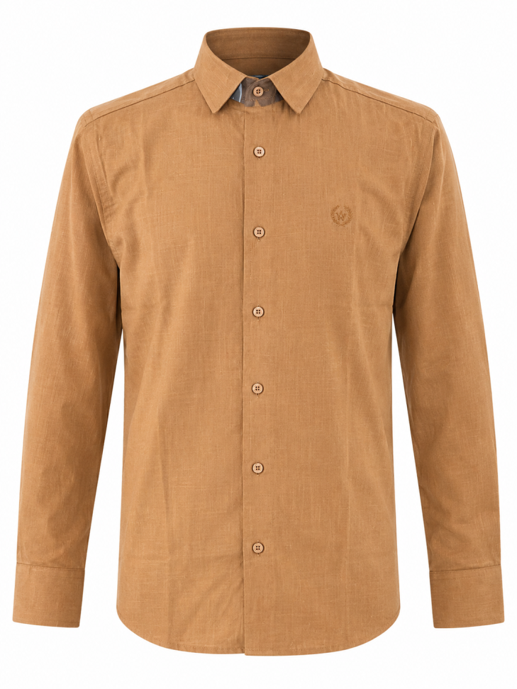 CAMISA ABERTA DE BOTÃO MANGA LONGA LINHO 1° LINHA