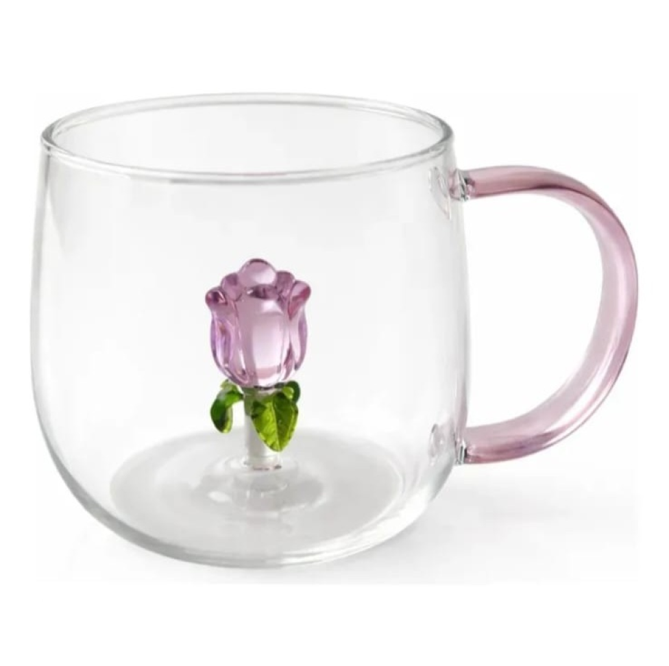 Caneca Rosa Interna Vidro 400ml