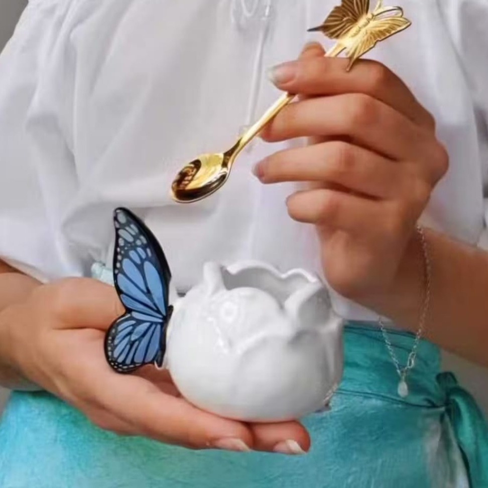 Caneca Flor Rosa Borboleta 90ml - #3