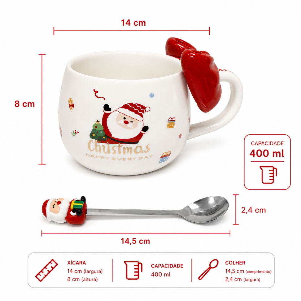 Caneca Natal C/ Colher 400ml - #5