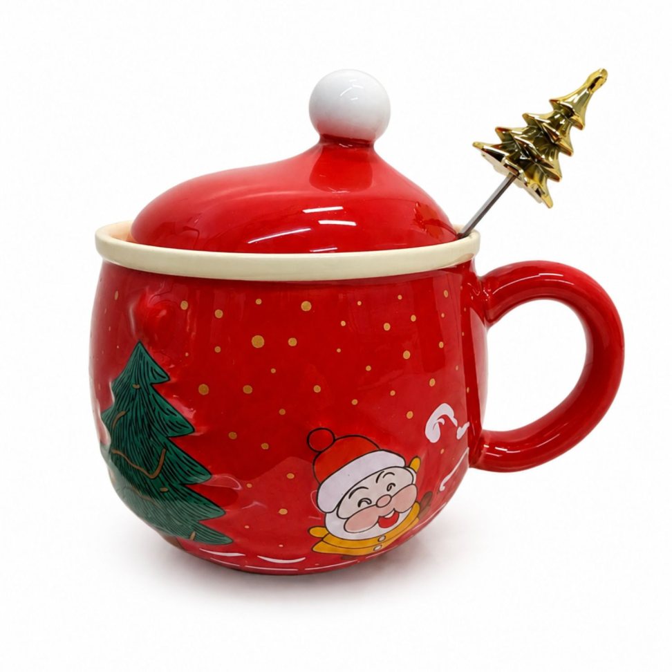 Caneca Natal C/ Tampa e Colher 300ml - #3