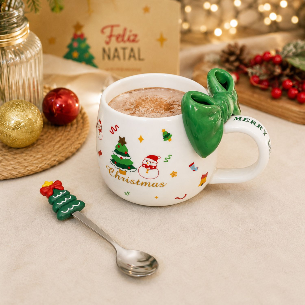 Caneca Natal C/ Colher 400ml
