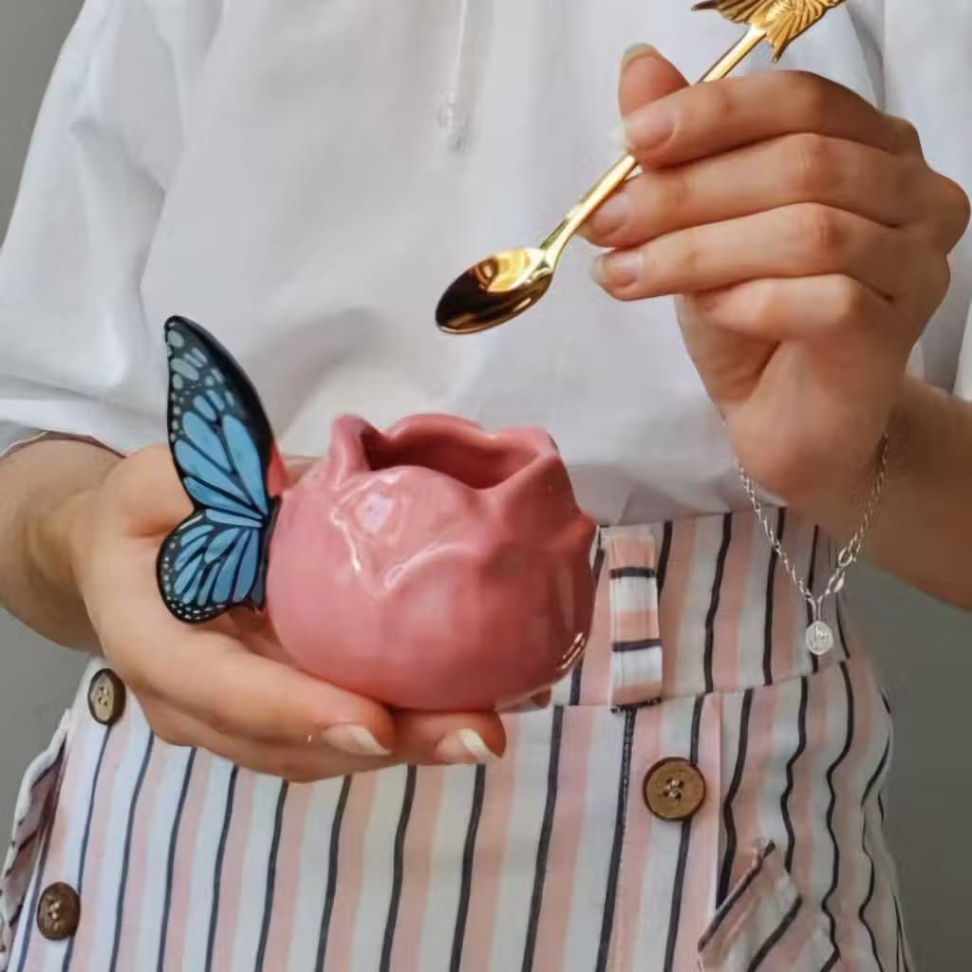 Caneca Flor Rosa Borboleta 90ml - #4