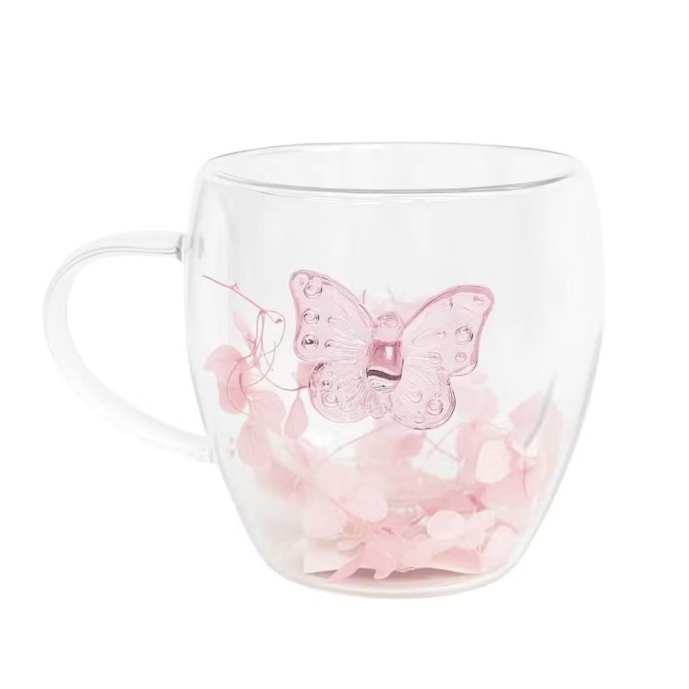Caneca Borboleta Vidro Duplo 200ml - #2