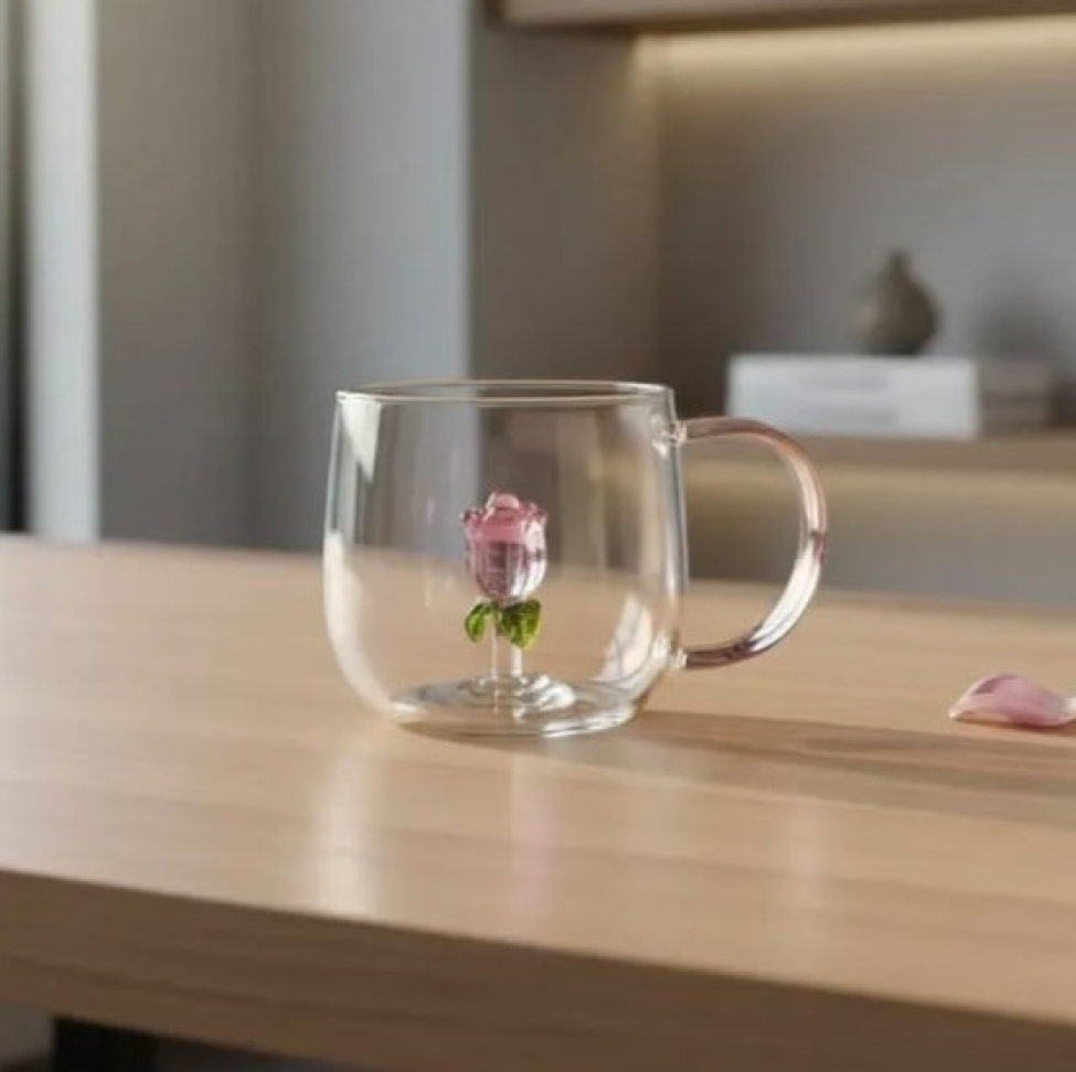 Caneca Rosa Interna Vidro 400ml - #5