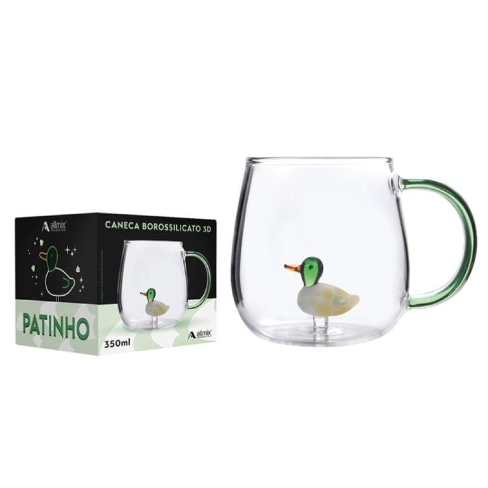 Caneca Pato Interno Vidro 400ml