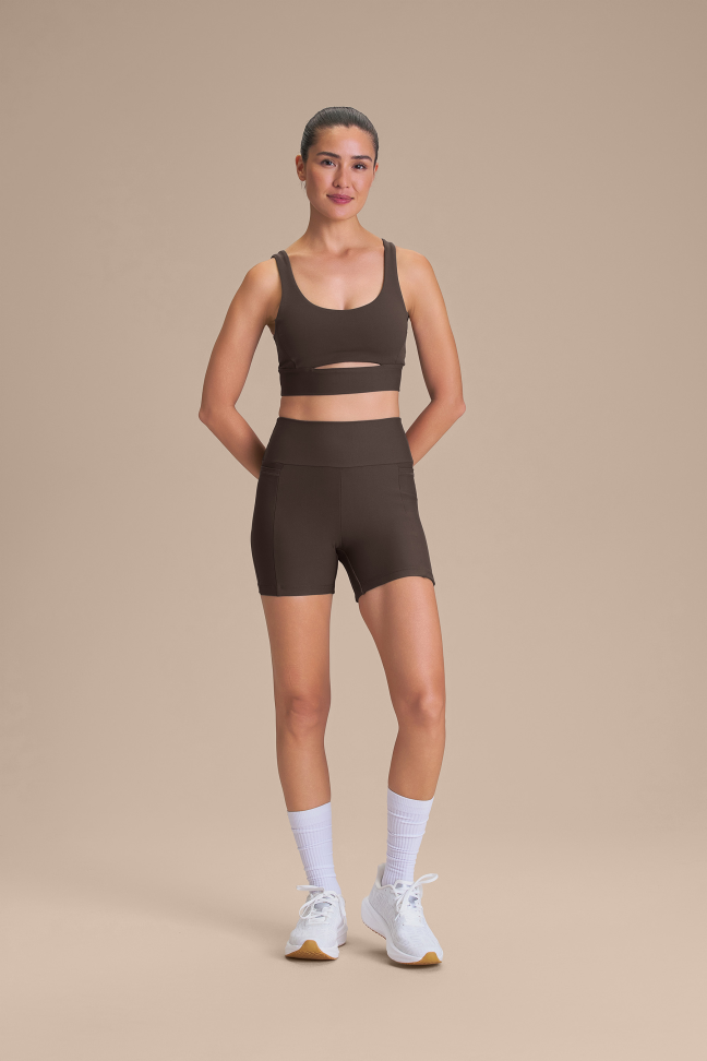 Shorts Fitness Feminino LIVE! Fit Green® Cocoa Brown - #7