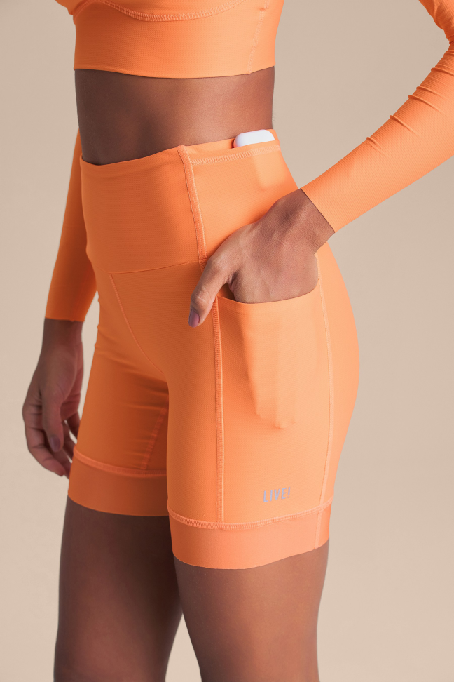 Bermuda de Corrida Feminina LIVE! Six Pockets Speed Solar Orange com 6 Bolsos - #8