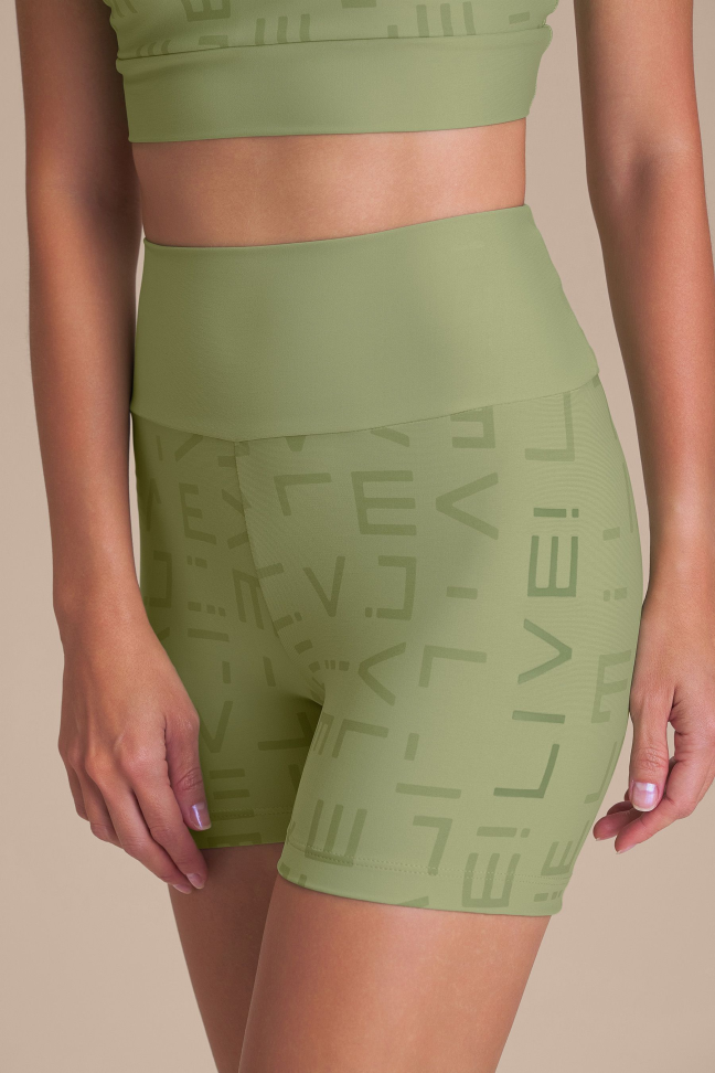 Shorts Fitness Feminino LIVE! Icon Hydefit® Adaptiv Herbal Green