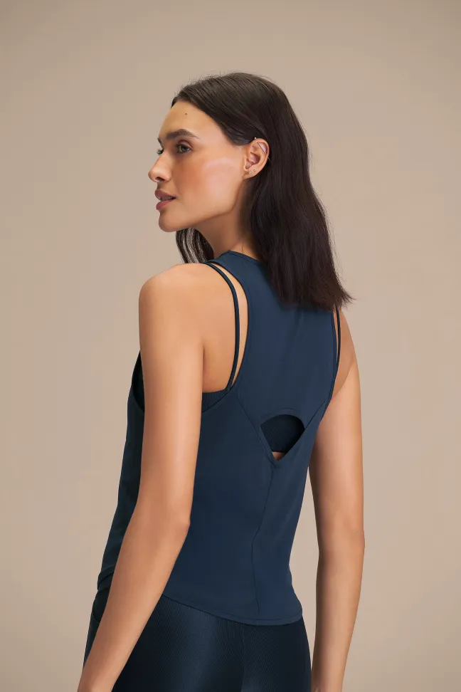 Regata Fitness Feminina LIVE! Breath Back Comfort Azul Drop - #3