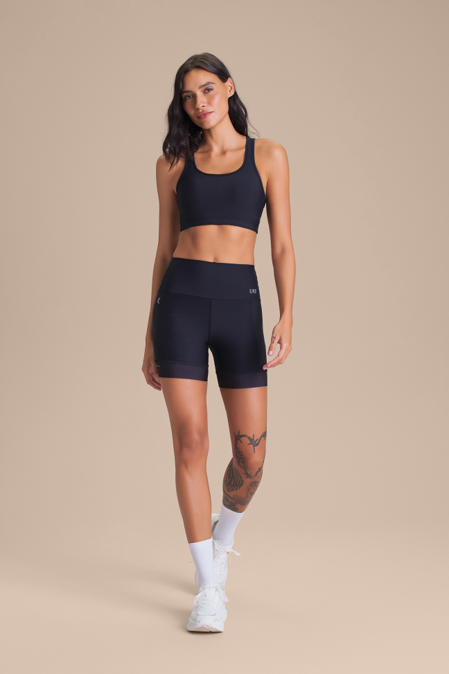 Shorts Fitness Feminino LIVE! Intense Race Pro® Preto com Bolsos e UV 50+