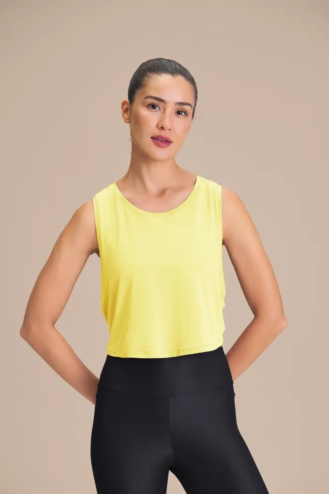 Regata Cropped Fitness Feminina LIVE! Comfort Candelight Yellow