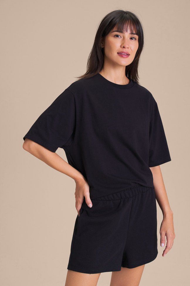 Camiseta Feminina LIVE! Pima Slim Preta em Algodão Pima Peruano